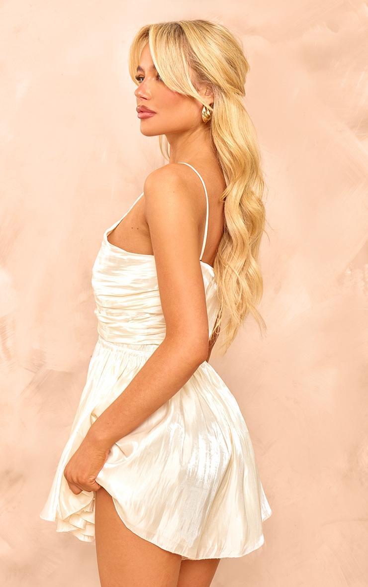 Champagne Iridescent Strappy Flowy Romper Product Image