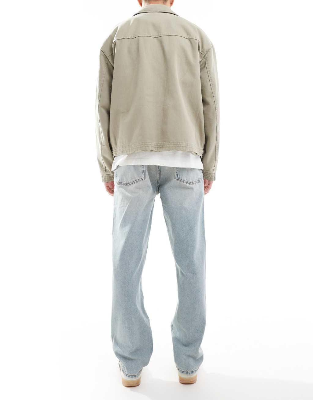 ASOS DESIGN straight leg jeans in light wash blue  Product Image