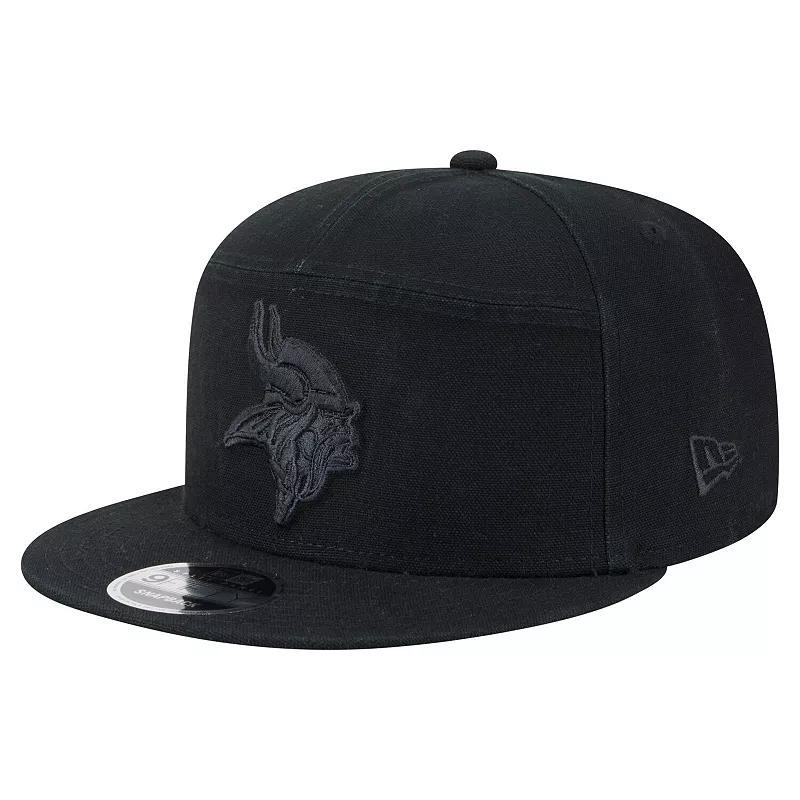 Men's New Era Black Brooklyn Nets Adventure Canvas Split Panel 9FIFTY Snapback Hat Product Image