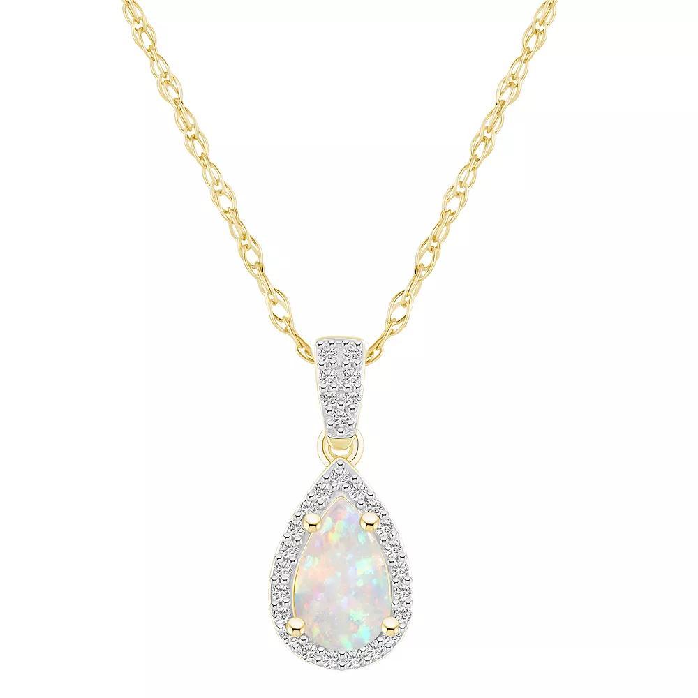 Celebration Gems 10k Gold Gemstone & Lab-Created White Sapphire Teardrop Halo Pendant Necklace, Women's, Size: 18" Product Image