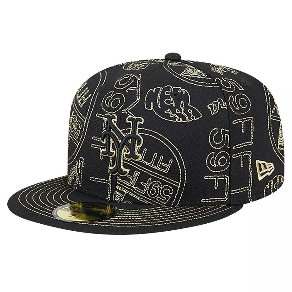 Men's New Era Black New York Mets 59FIFTY Day Allover Fitted Hat, Size: 7 3/4 Product Image