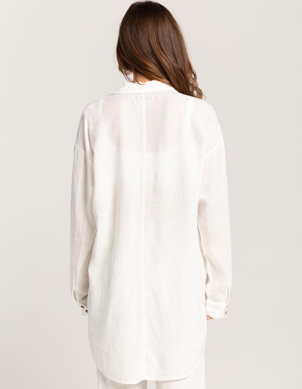 BRIXTON Vintage Linen Womens Long Sleeve Button Up Shirt - OFF WHITE Product Image