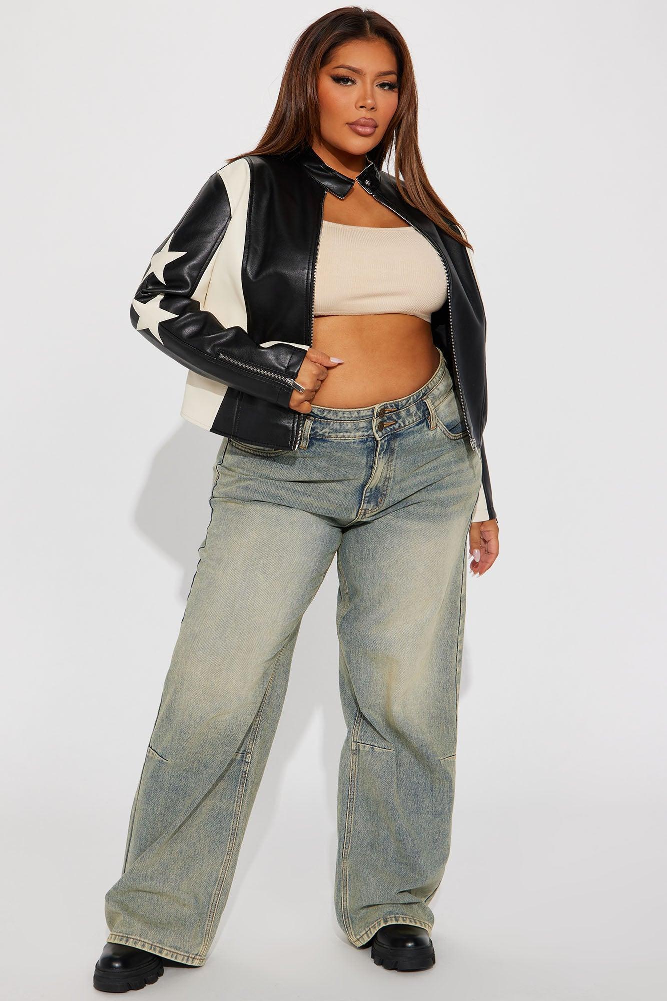 Superstar Faux Leather Jacket - Black/White Female Product Image