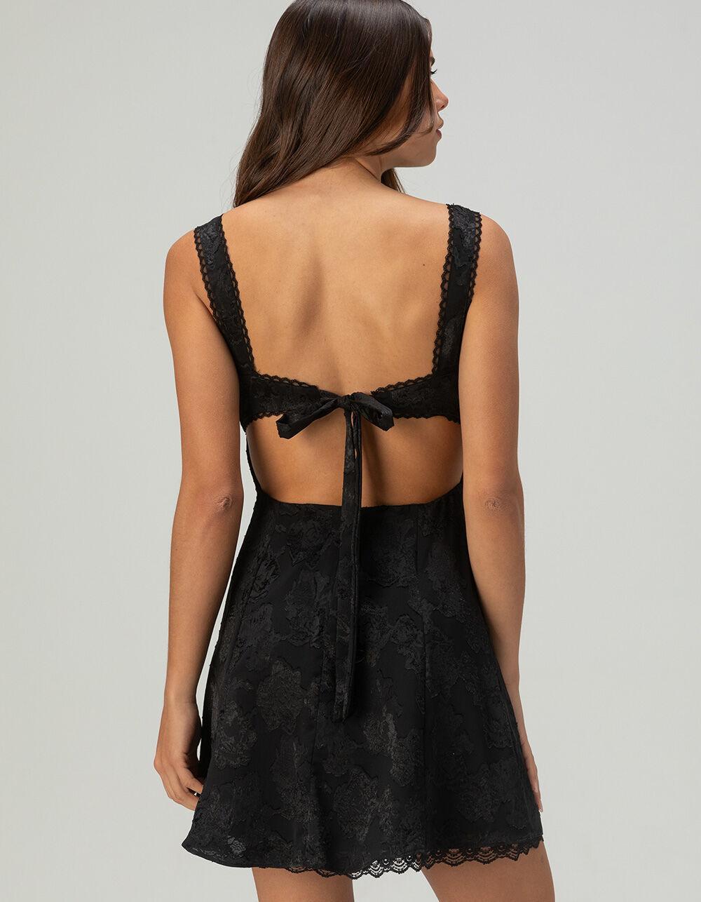 COTTON CANDY LA Satin Open Back Womens Dress - BLACK Product Image