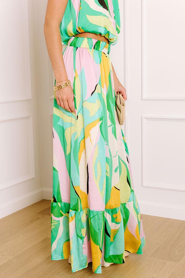 Shades Of Paradise High Waist Maxi Skirt in Green Product Image