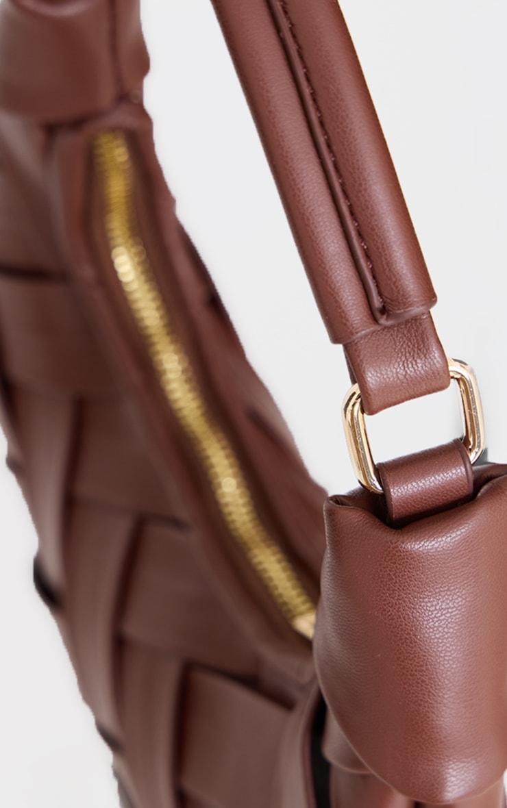 Chocolate Pu Weave Crescent Hand Bag Product Image
