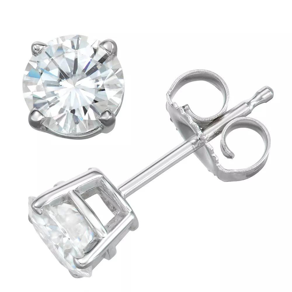 Charles & Colvard 14k Gold 2 Carat T.W. Lab-Created Moissanite Solitaire Stud Earrings, Womens, White Product Image
