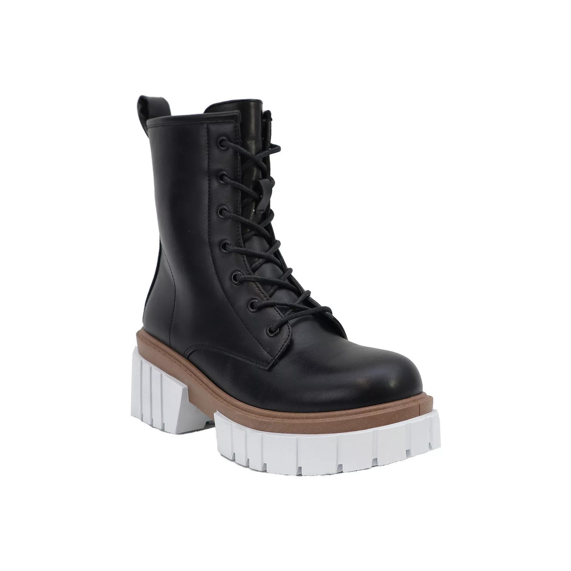 Yoki Mikeey-18 Women's Lace-Up Lugsole Boots, Size: 6, Black Product Image