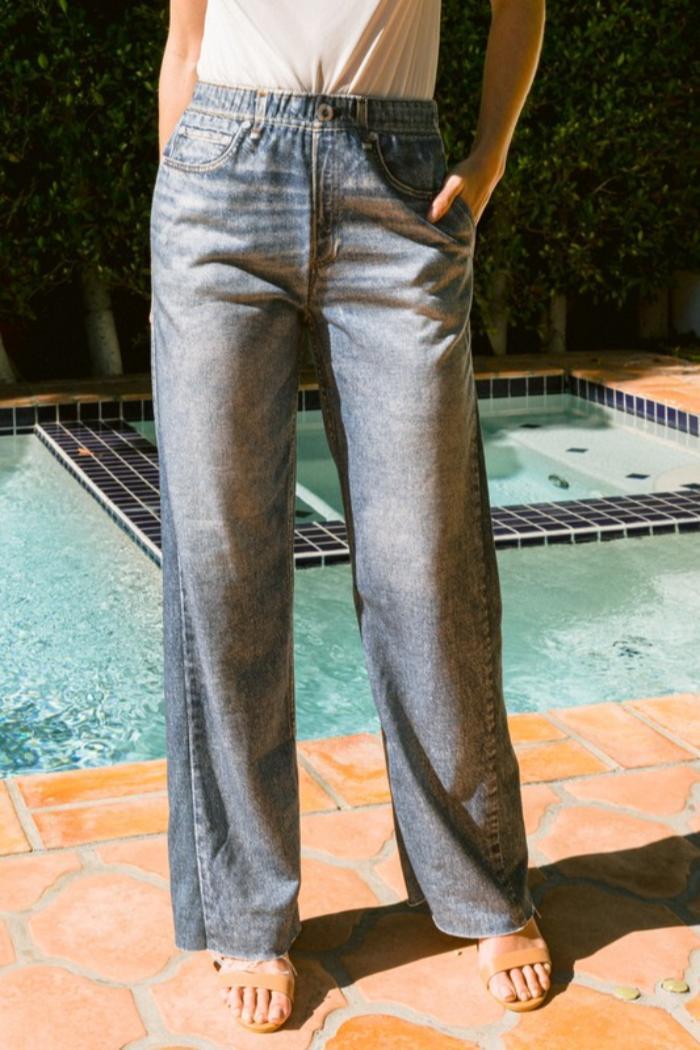 Pull Up Denim Pants Product Image