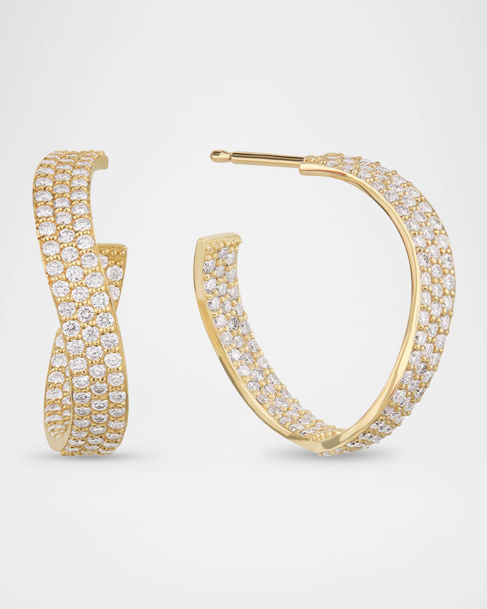 Wavey Diamond Hoop Earrings Product Image
