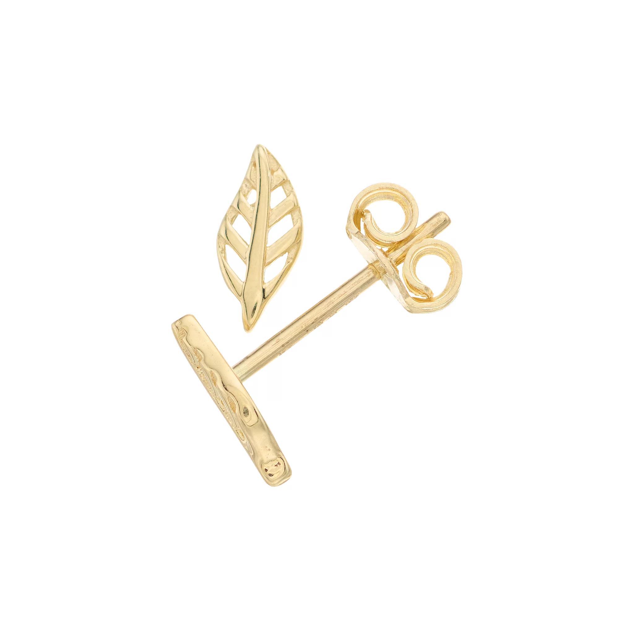 Au Naturale 14k Gold Leaf Stud Earrings, Women's Product Image