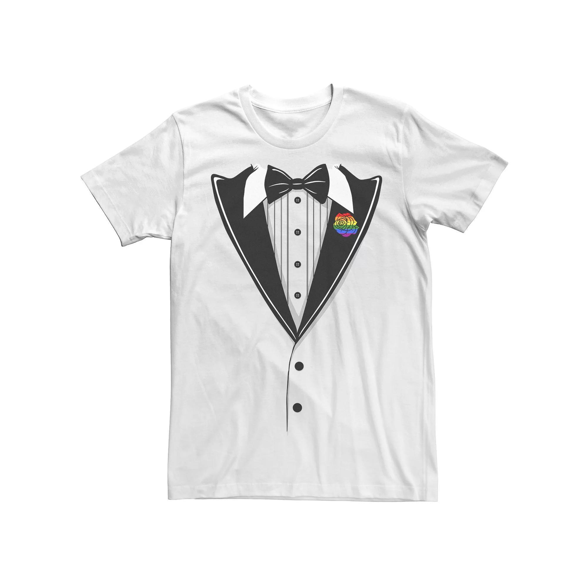 Men's Tuxedo Colorful Rose Tee, Size: XXL, White Product Image