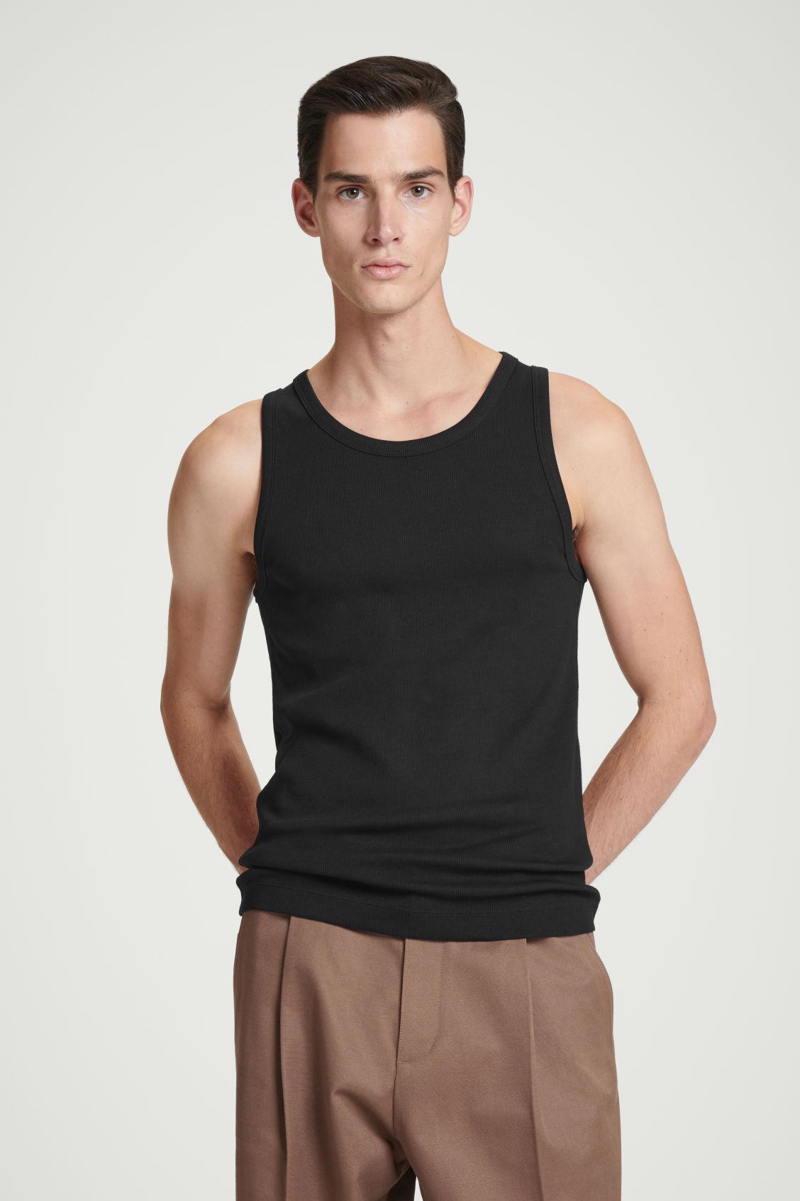 SLIM RIBBED COTTON TANK TOP Product Image