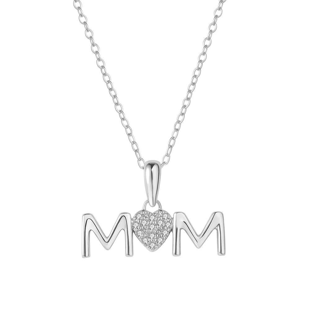 Sterling Silver 1/10 Carat T.W. Diamond Mom Pendant Necklace, Women's, Size: 18" Product Image