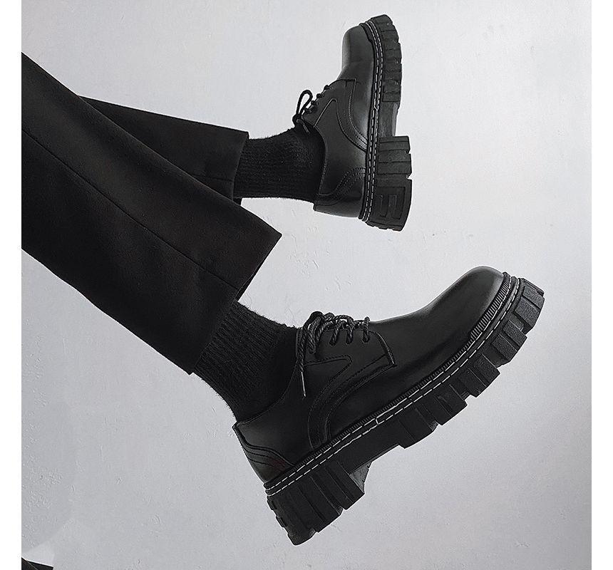Faux Leather Platform Lace-Up Shoes Product Image
