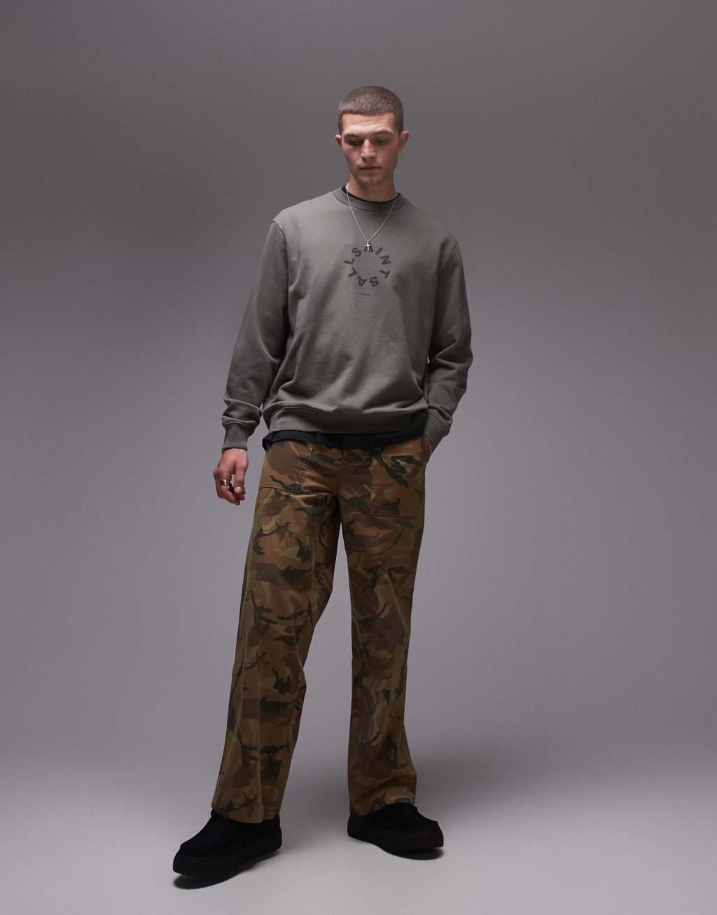 AllSaints Tierra sweatshirt in green Product Image
