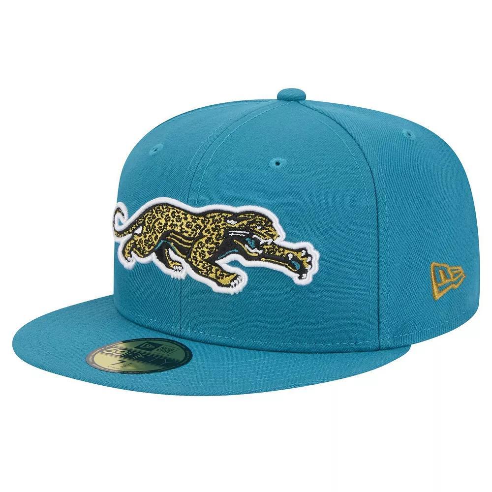 Men's New Era  Teal Jacksonville Jaguars Throwback Crawl Omaha 59FIFTY Fitted Hat, Size: 8, Blue Product Image