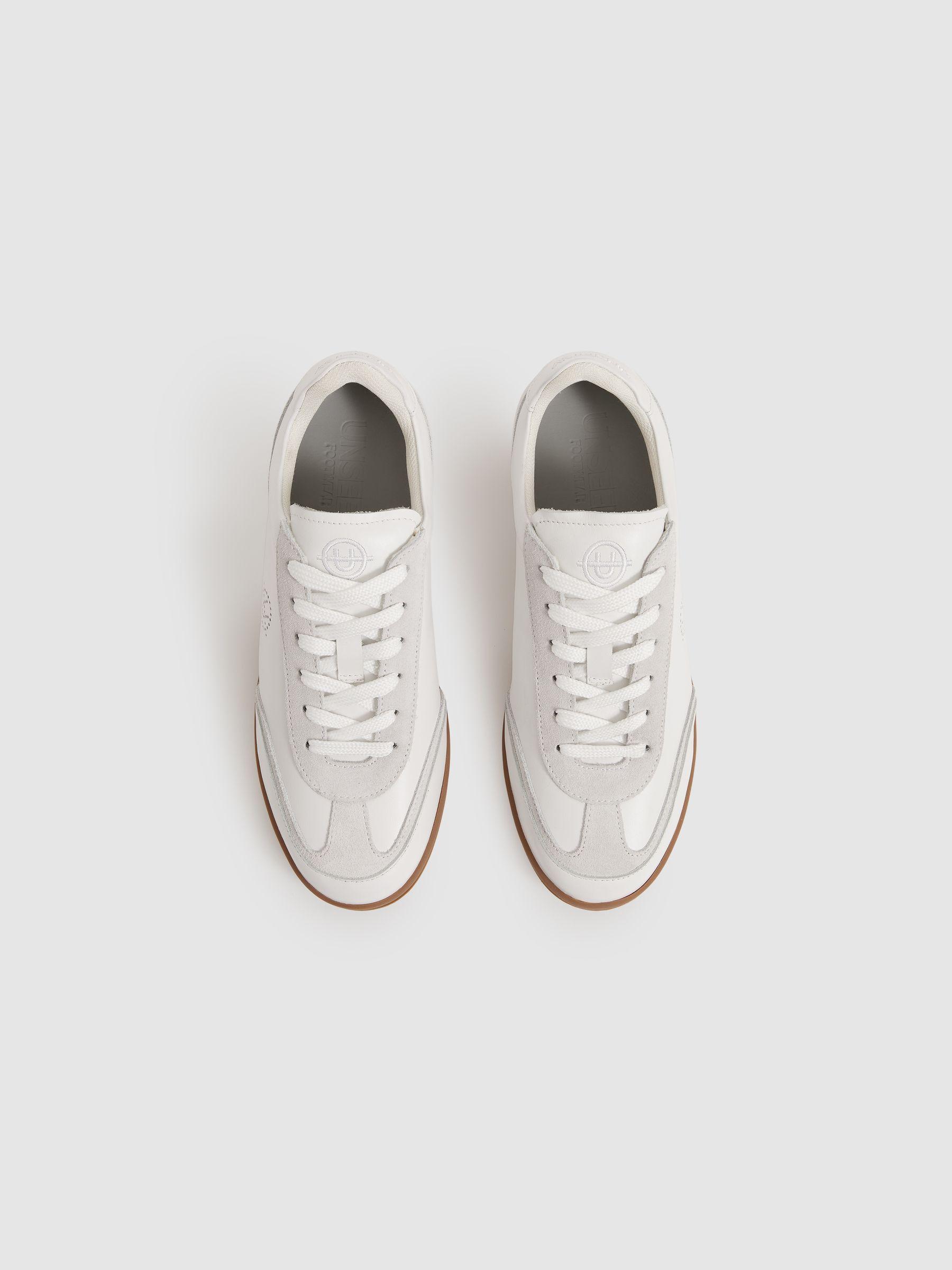 Unseen Footwear Leather Suede Trainers in White Product Image