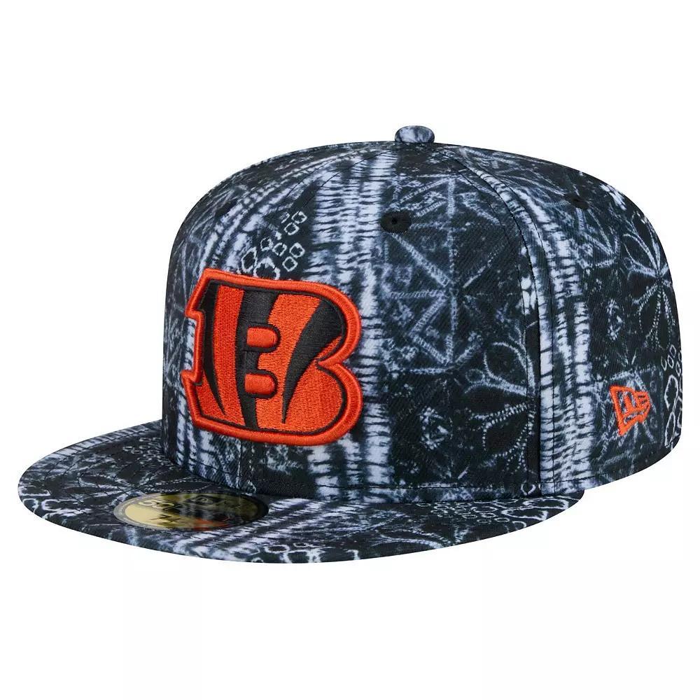 Men's New Era Black Cincinnati Bengals Shibori 59FIFTY Fitted Hat, Size: 7 Product Image