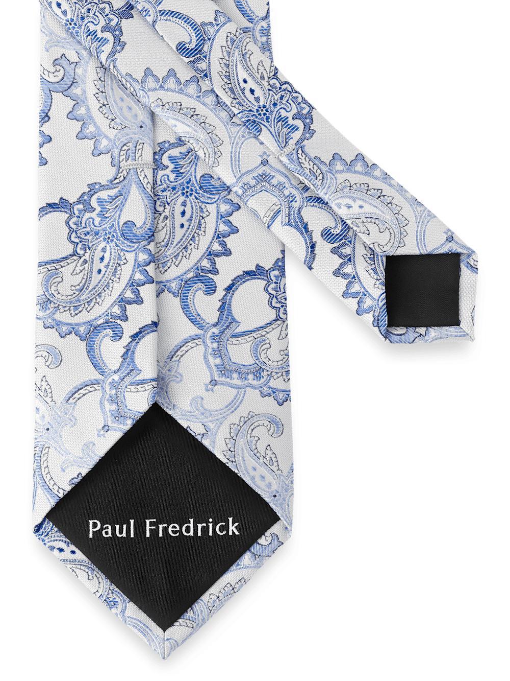 Paisley Woven Silk Tie - White/blue Product Image