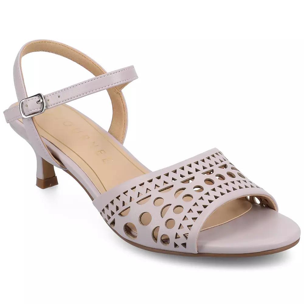 Journee Collection Jessly Women's Cut Out Design Ankle Strap Kitten Heel Sandals, Size: 7, Purple Product Image