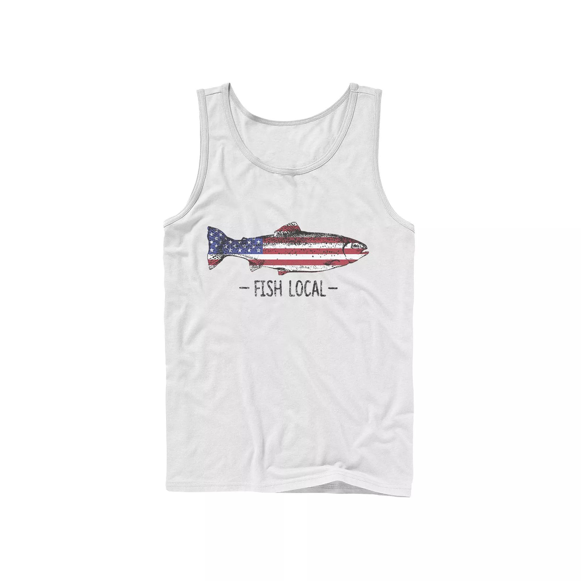 Men's Fish Local Americana Tank Top, Size: Large, White Product Image