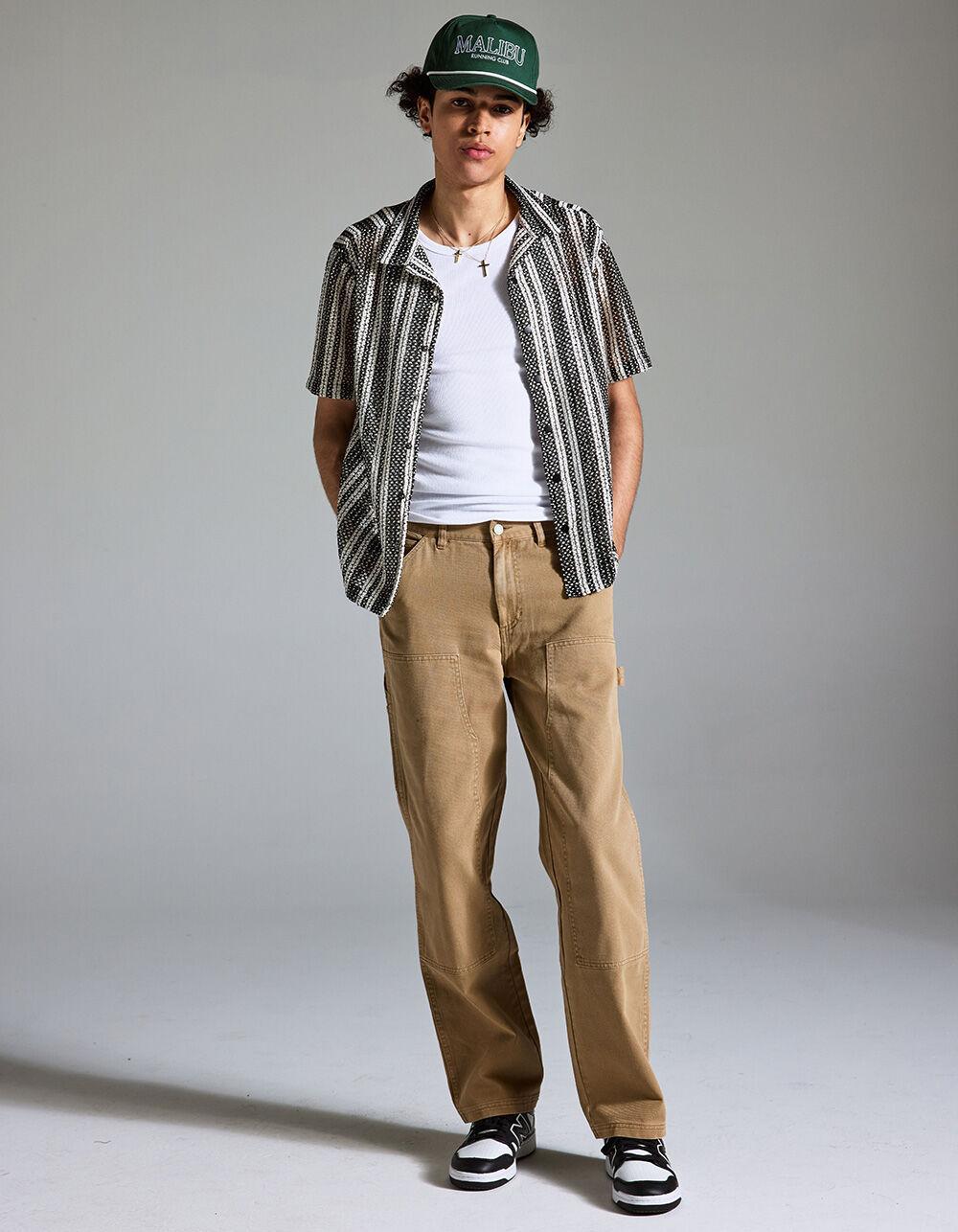 RSQ Mens Texture Stripe Snap Front Shirt - BLK/WHT Product Image