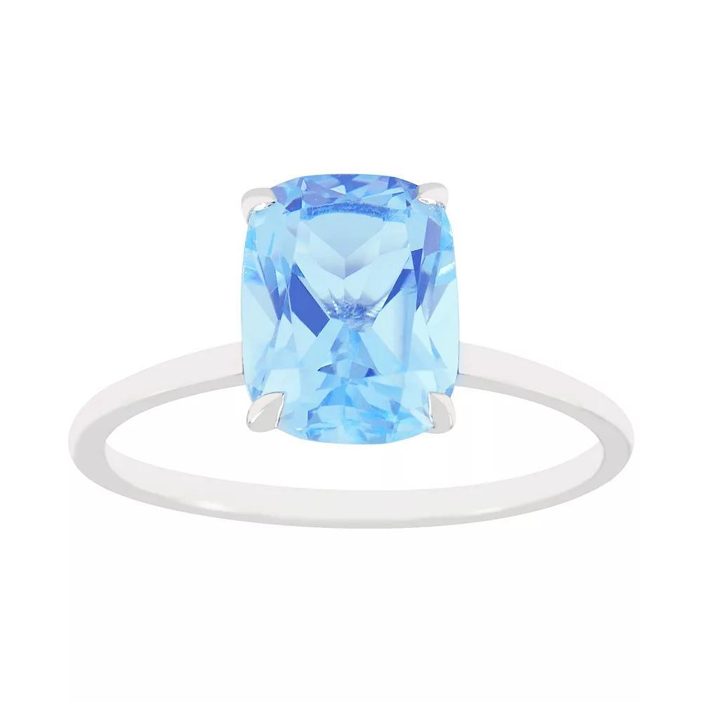 SIRI USA by TJM Sterling Silver Simulated Blue Quartz Rectangular Statement Ring, Women's, Size: 7 Product Image