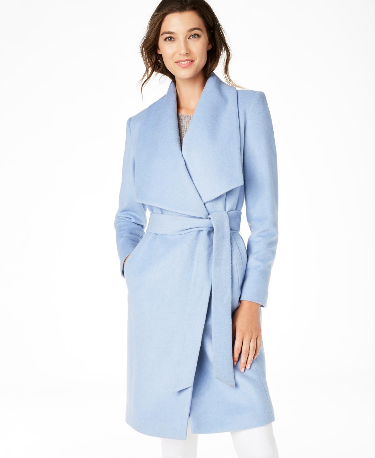 Cole Haan Womens Long Wool Wrap Coat - Black Size 10 Product Image