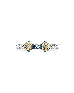 David Yurman Renaissance Ring in Sterling Silver with Hampton Blue Topaz, 14K Yellow Gold & Diamonds Product Image