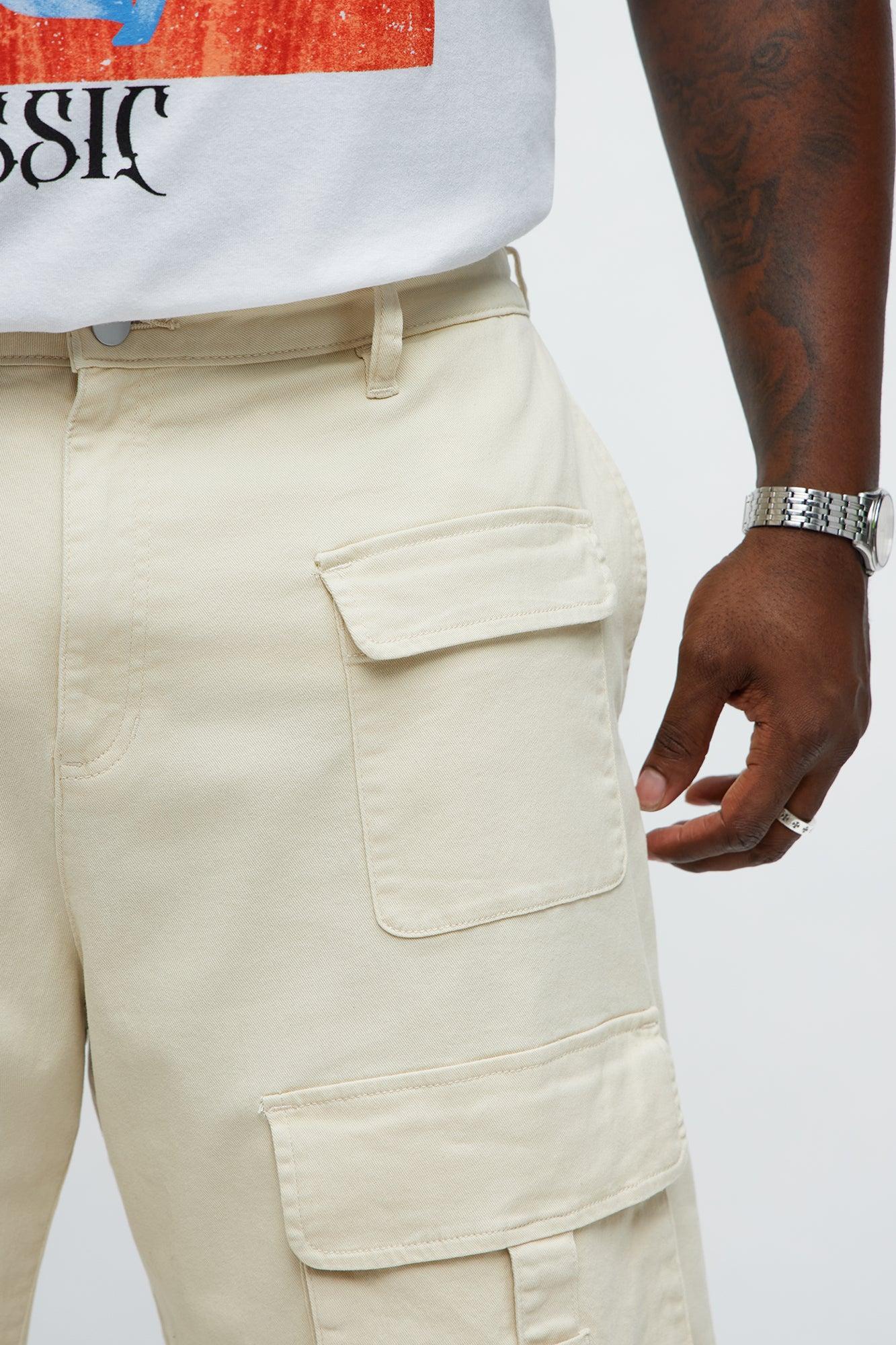Baggy Oversized Pocket Cargo Shorts - Cream Product Image