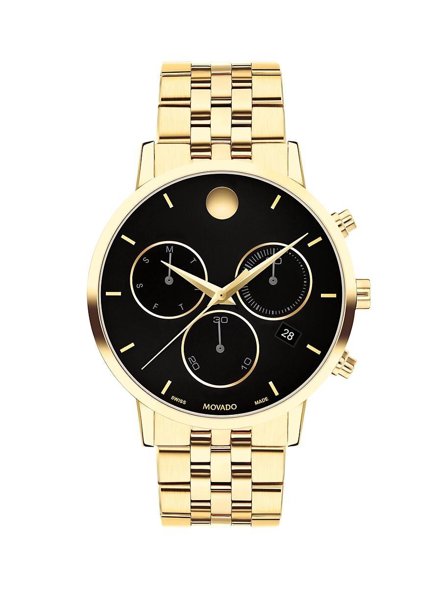 Mens Museum Classic Chronograph Yellow PVD Bracelet Watch/42MM Product Image
