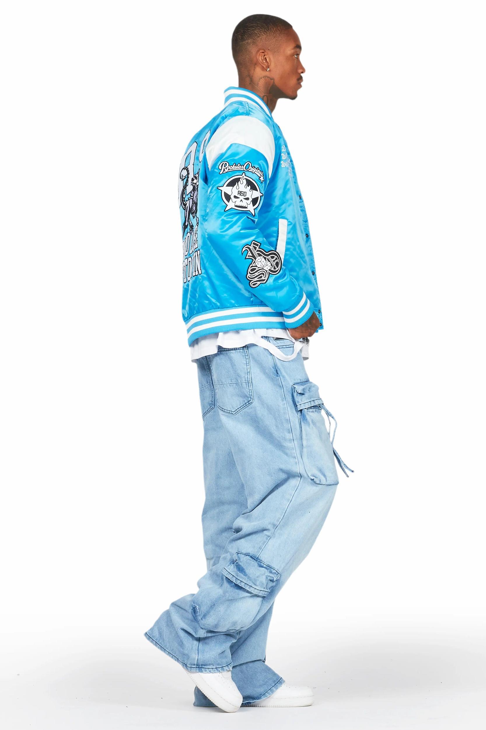 Cazer Blue Baggy Fit Cargo Jean Male Product Image