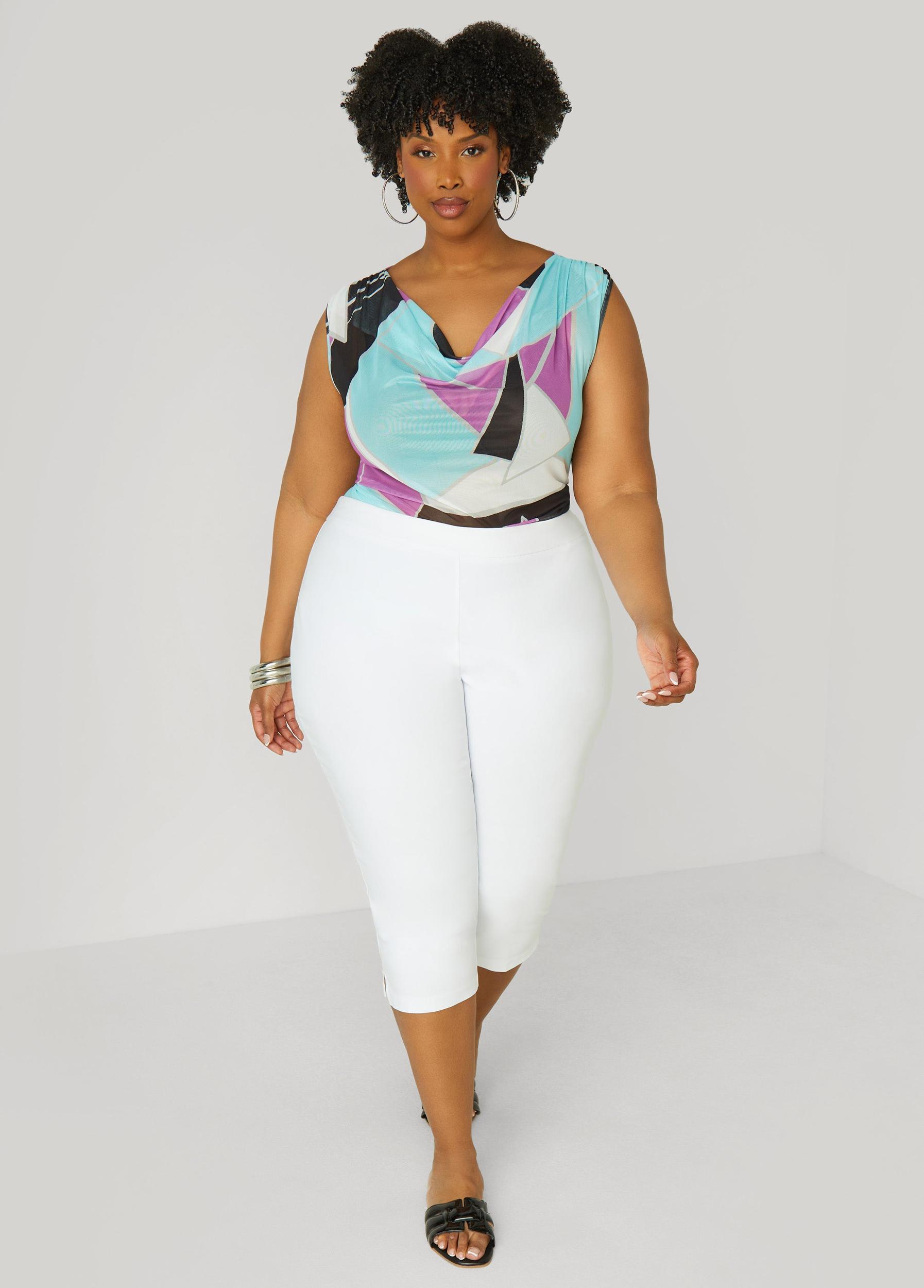 Abstract Cowl Neck Mesh Top Product Image