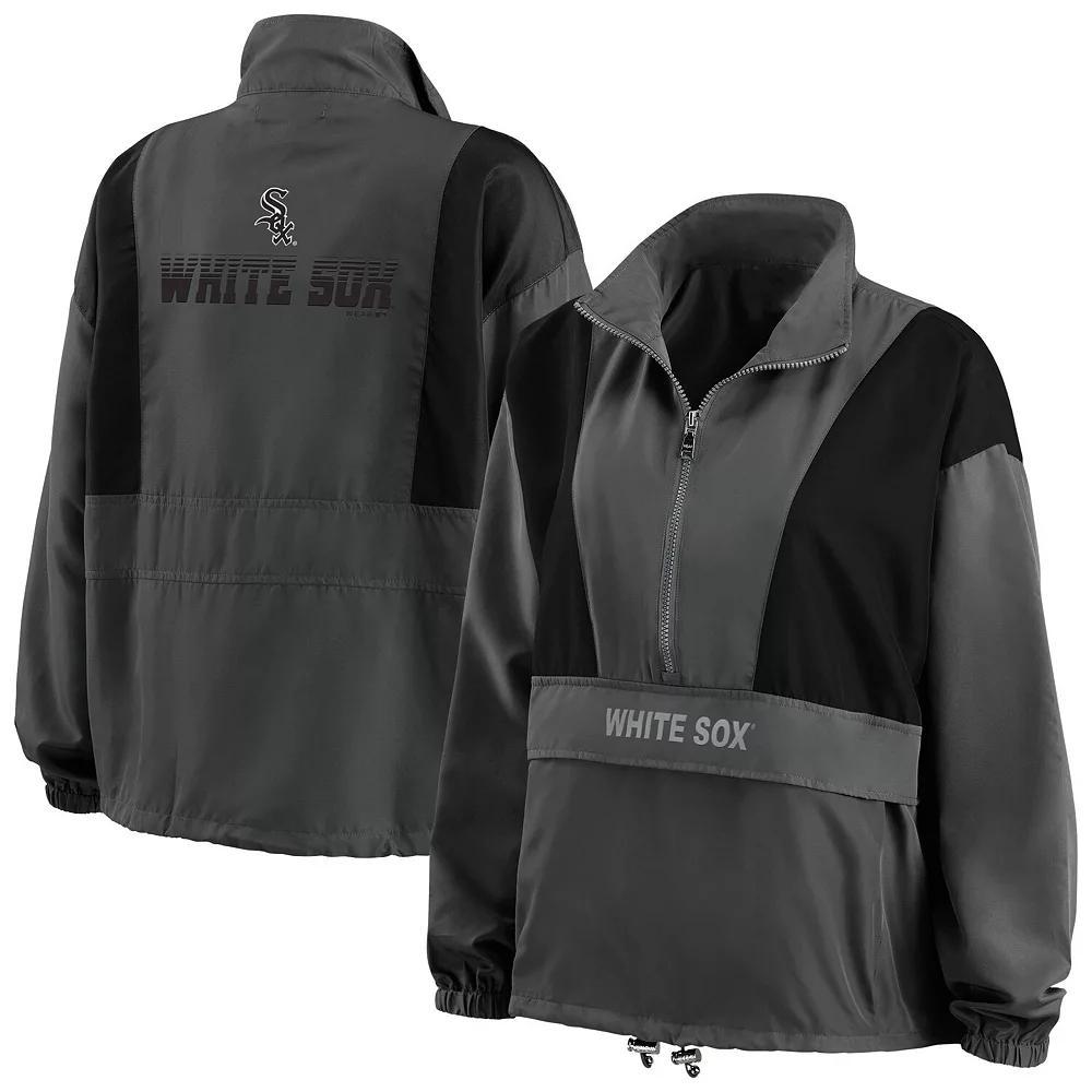 Women's WEAR by Erin Andrews Charcoal Boston Red Sox Packable Half-Zip Jacket, Size: XL Product Image