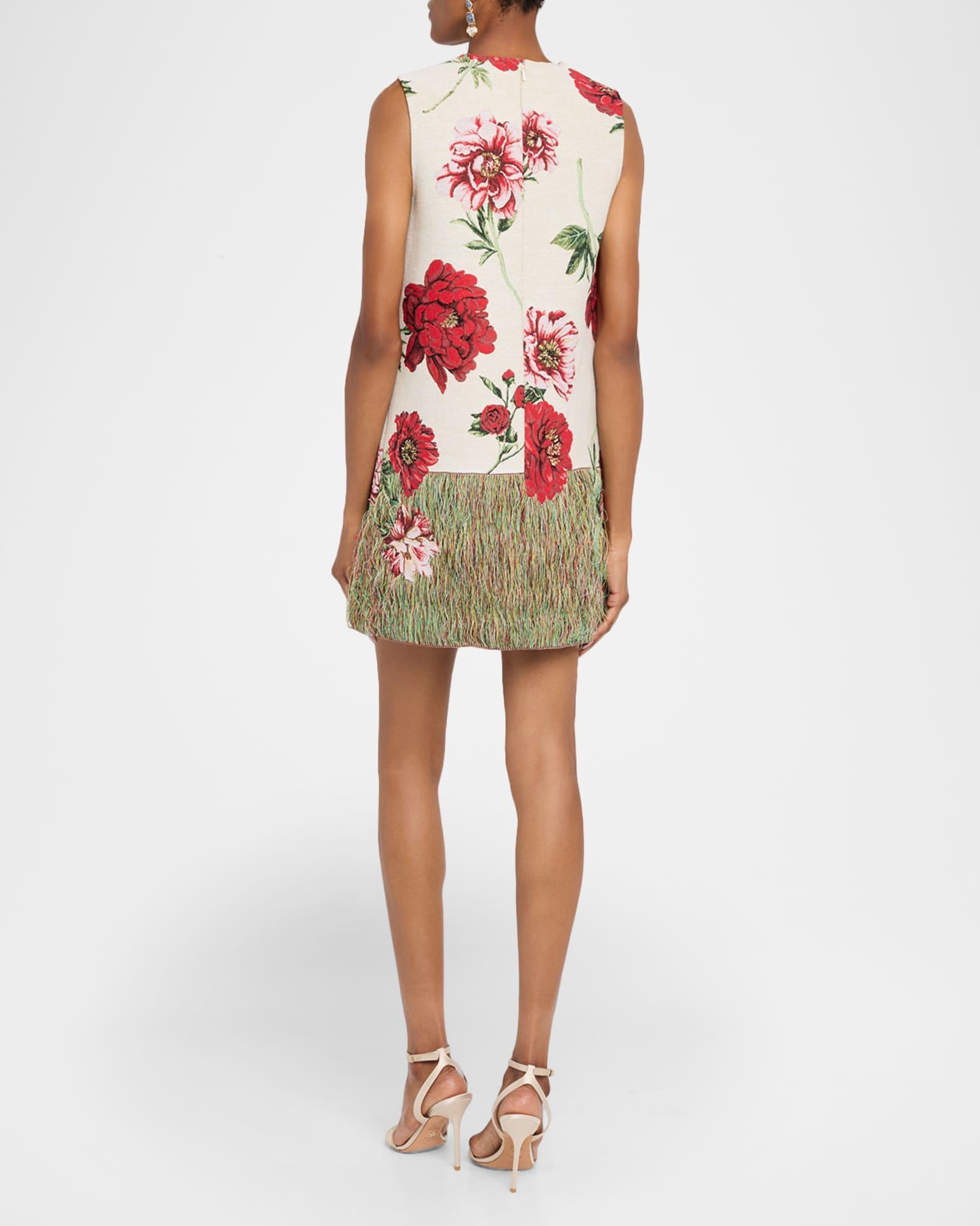 Peony Unraveled Jacquard Sleeveless Mini Day Dress Product Image