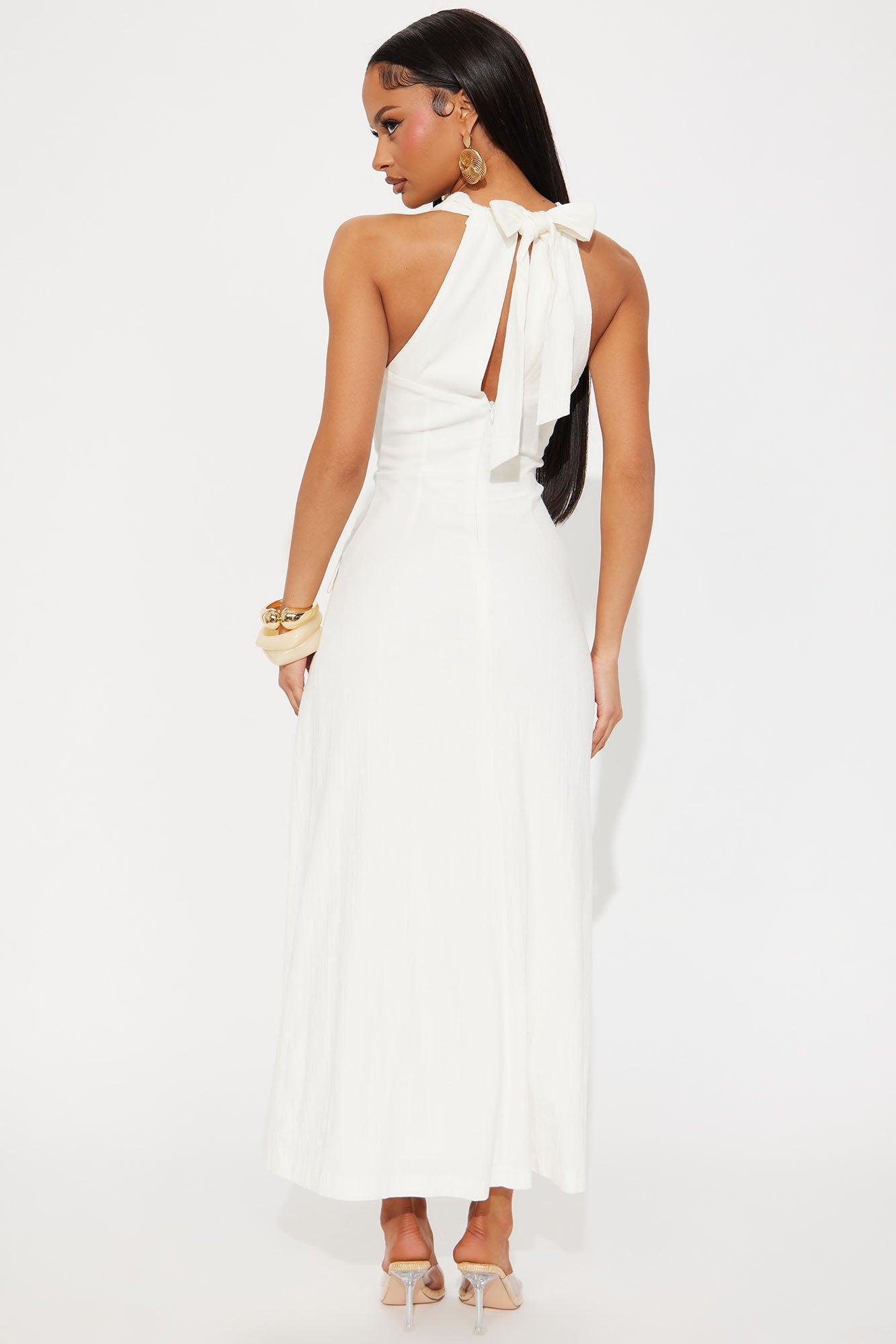 Monique Stretch Linen Maxi Dress - White Product Image