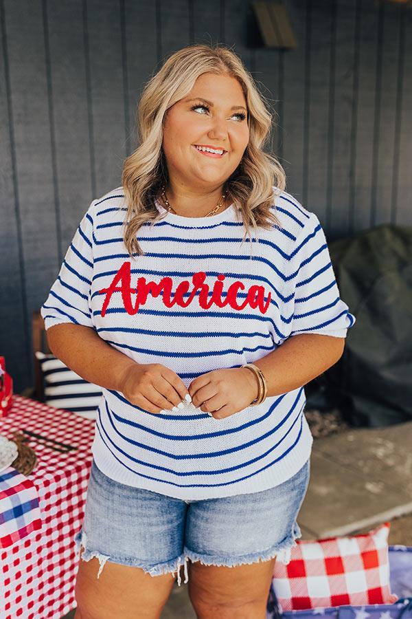 America Embroidered Knit Top Curves Product Image