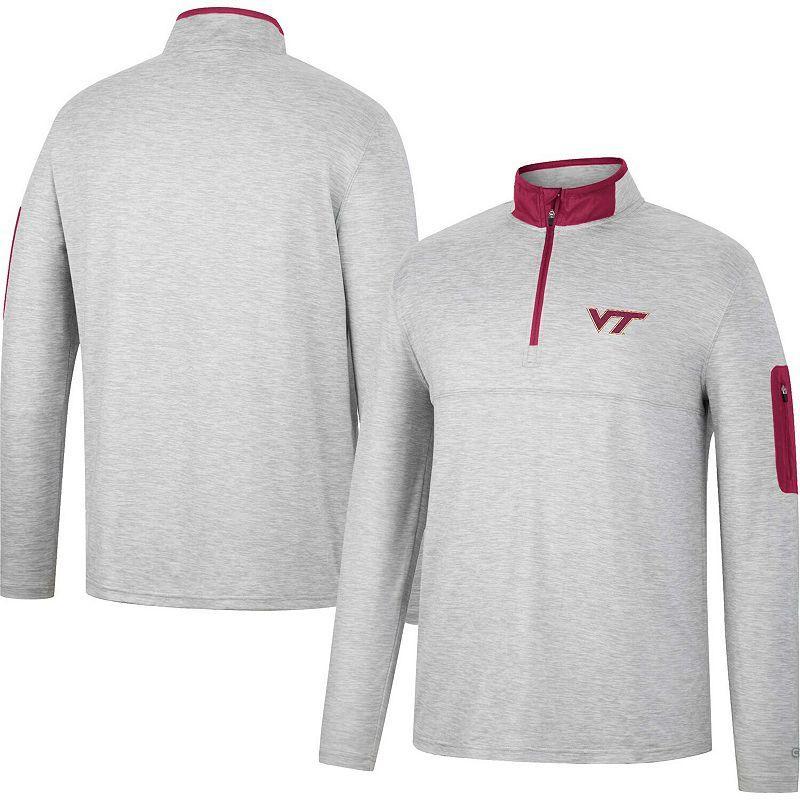 Men's Colosseum Heathered Gray/Red Wisconsin Badgers Country Club Windshirt Quarter-Zip Jacket, Size: Medium, Grey Product Image