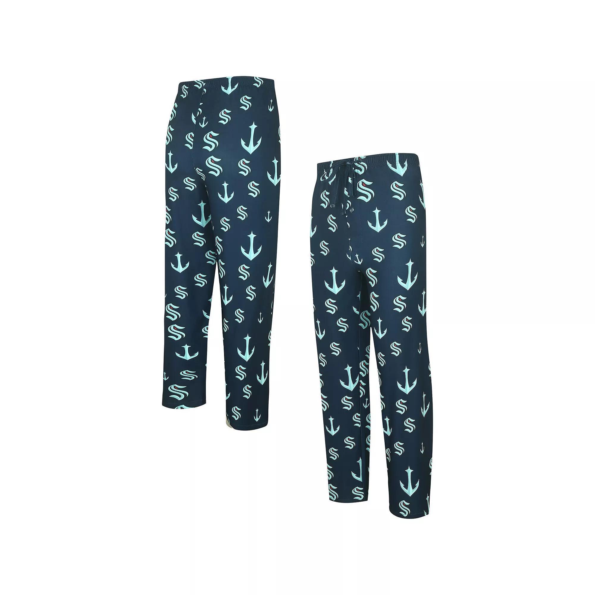 Men's Concepts Sport Navy Seattle Kraken Gauge Allover Print Knit Sleep Pants, Size: Large, Krk Blue Product Image
