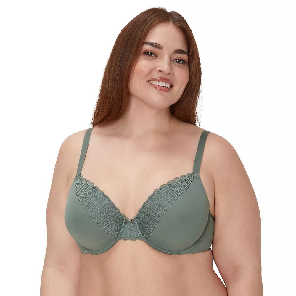 Maidenform Comfort Devotion Full Coverage Lace Trim Bra 9404, Women's, Size: 40 C, Silver Green Product Image