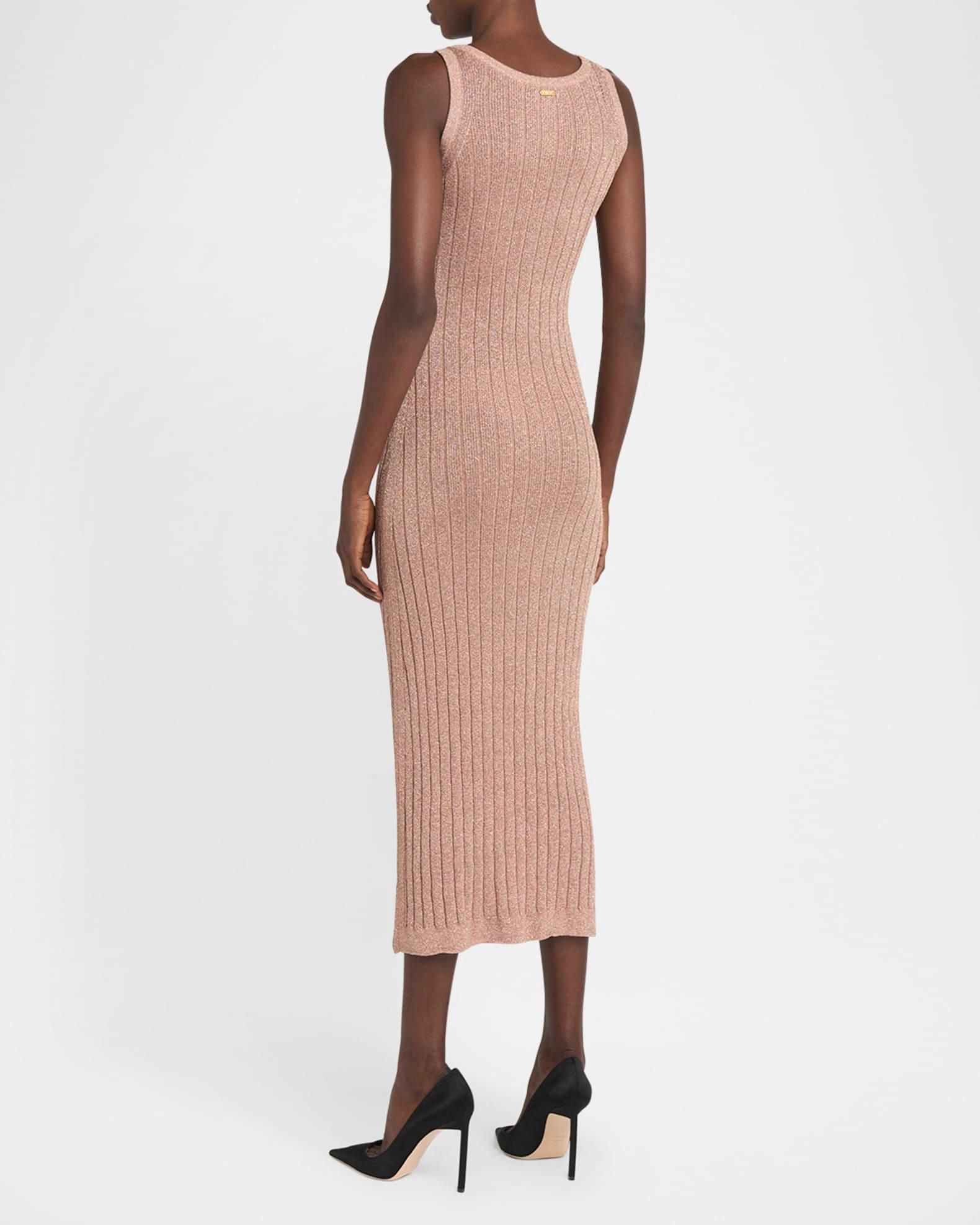 Metallic Rib Knit Sleeveless Midi Dress Product Image