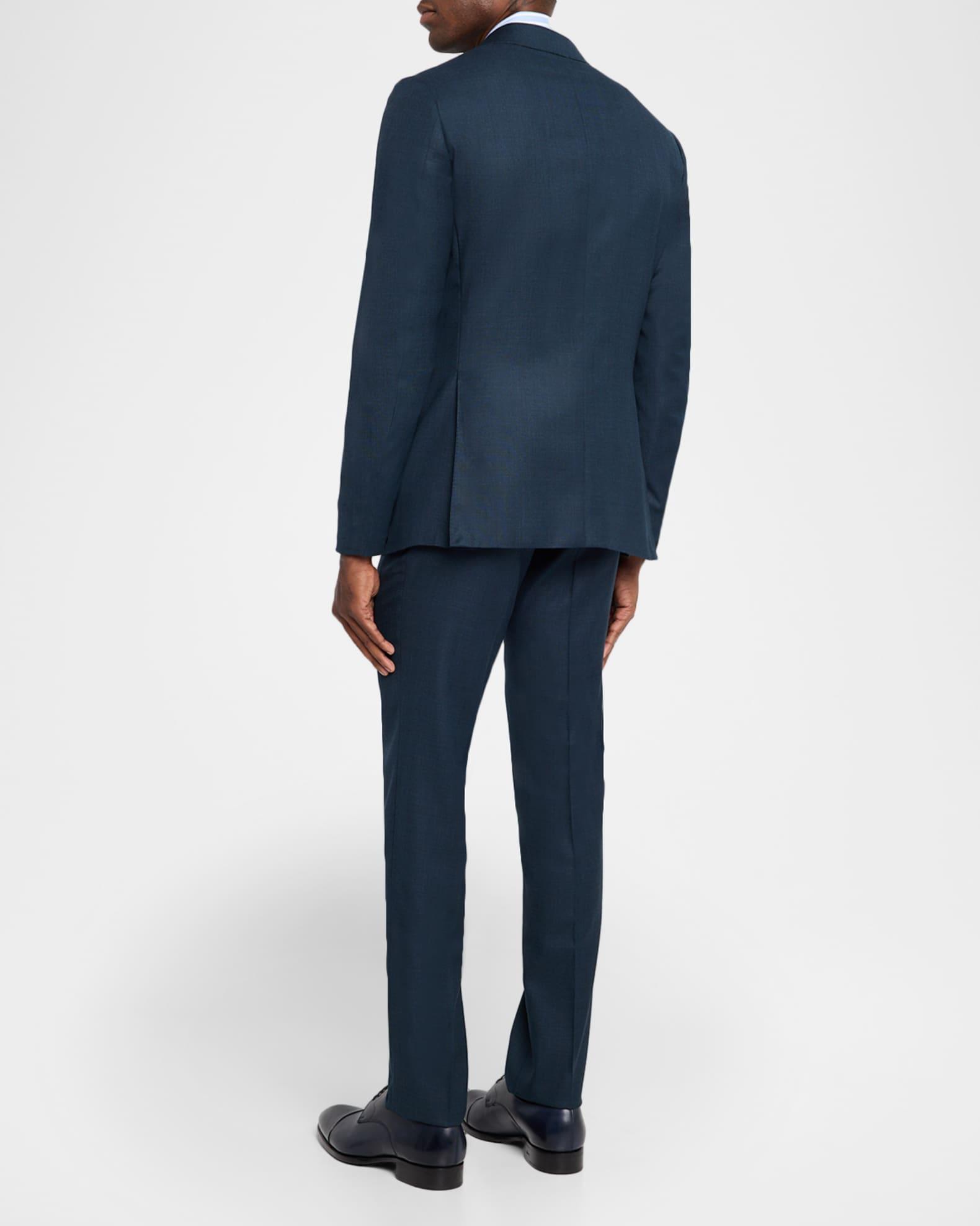 Men's Wool Windowpane Peak Lapel Suit Product Image