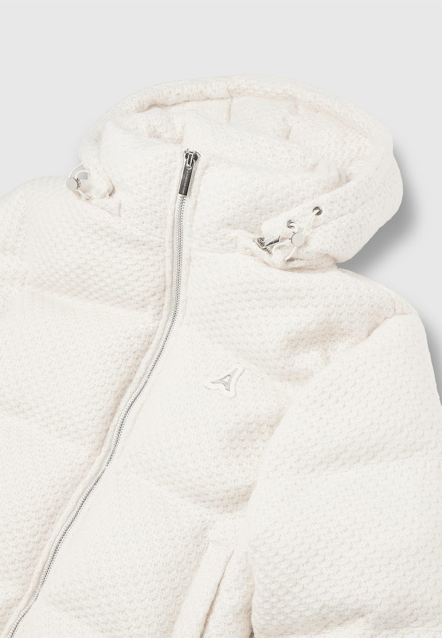 Textured Knit Puffer Jacket - Cream Male Product Image