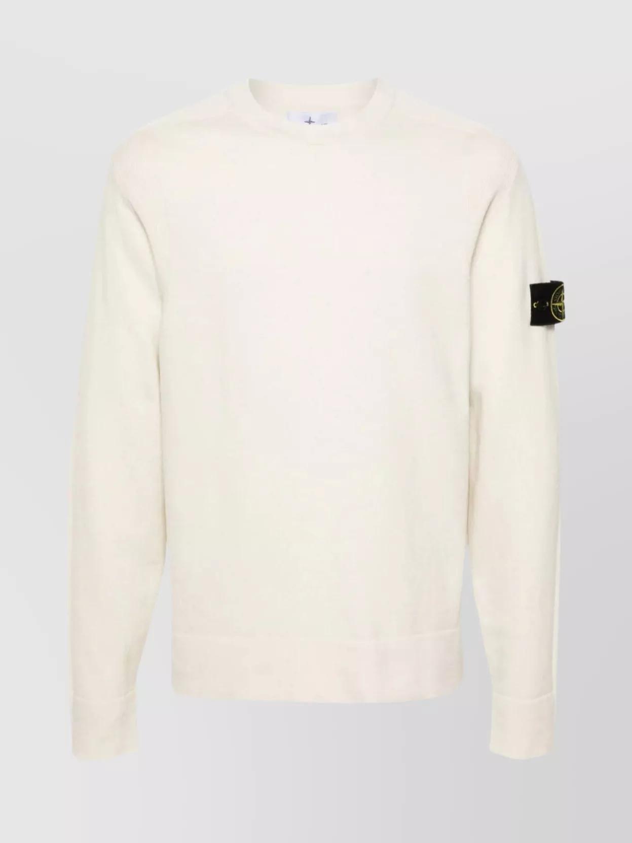 STONE ISLAND Ribbed Crewneck Sweater Long Sleeves In White Product Image