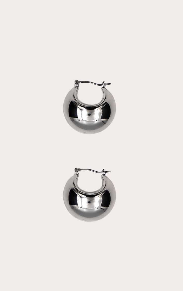 Silver Chubby Huggie Hoop Earrings Product Image