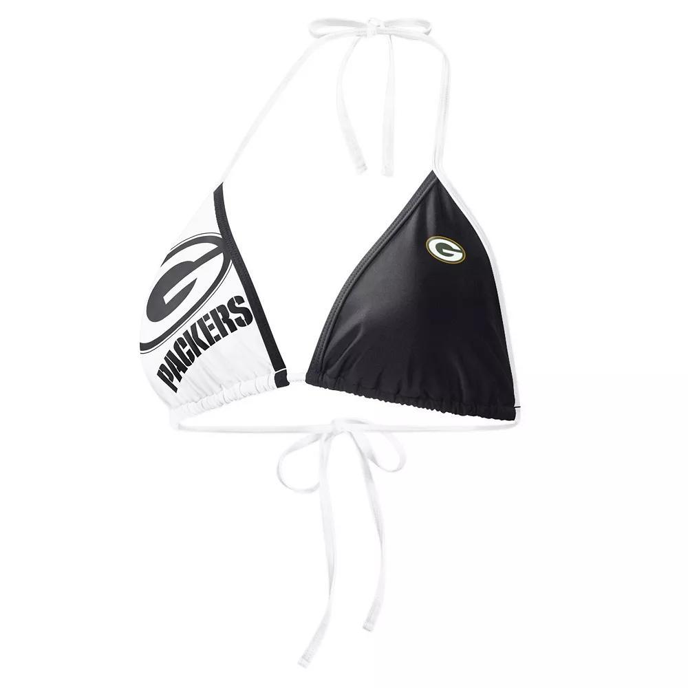 Women's G-III 4Her by Carl Banks Black/White Green Bay Packers Play Action Bikini Top, Size: 2XL Product Image