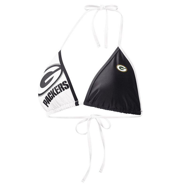 Women's G-III 4Her by Carl Banks Black/White Green Bay Packers Play Action Bikini Top, Size: 2XL Product Image