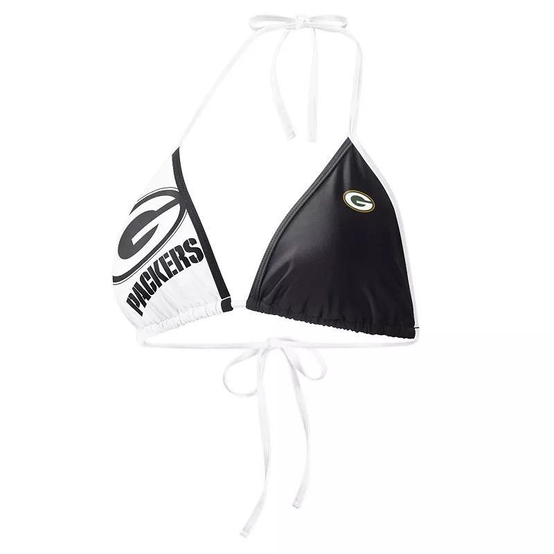 Women's G-III 4Her by Carl Banks Black/White Green Bay Packers Play Action Bikini Top, Size: 2XL Product Image