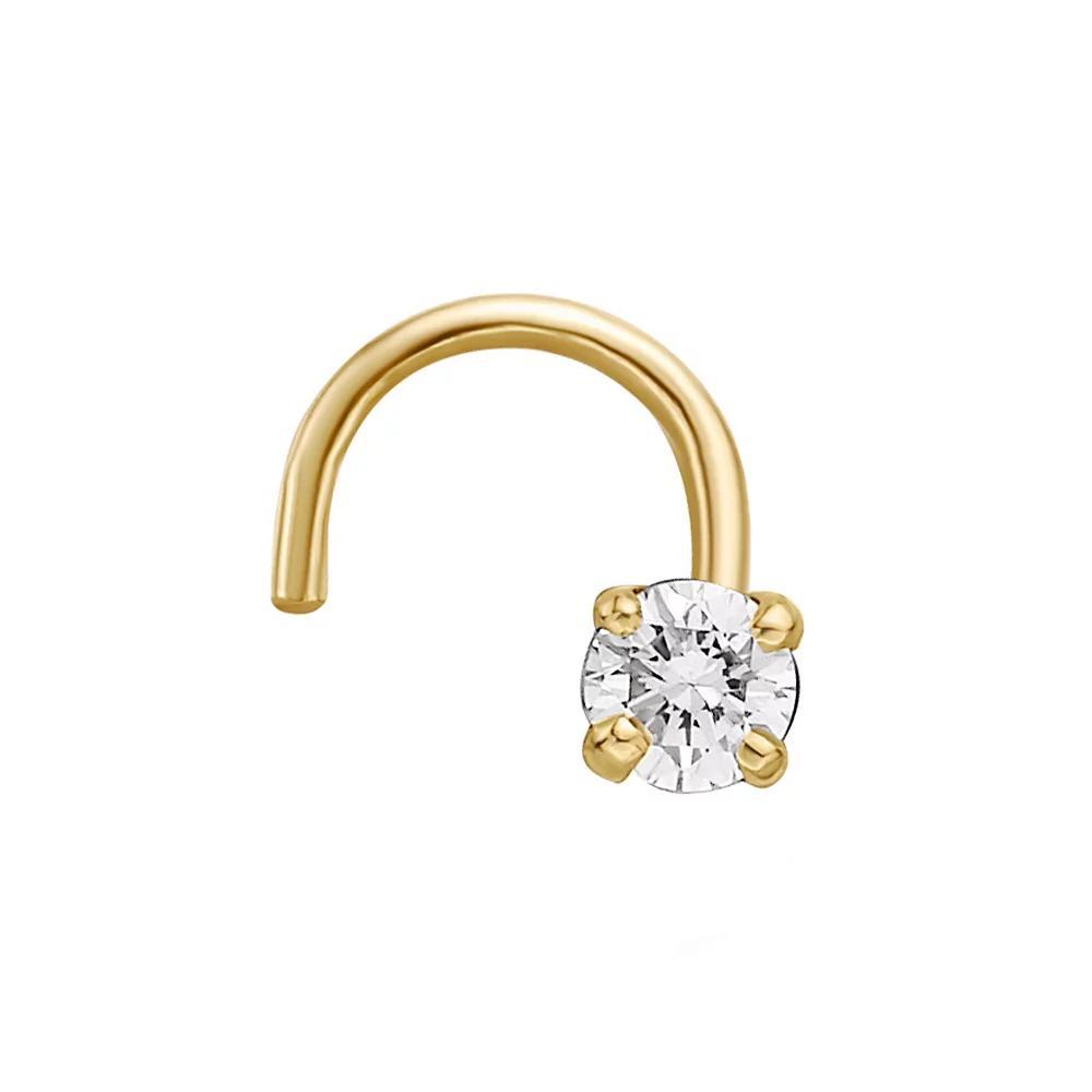 Lila Moon 14k Gold Lab Grown Diamond Accent Curved Nose Ring, Womens, 14k White Gold Product Image